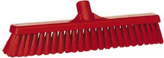 Vikan - 16" Fine Particle Synthetic Push Broom - 2" Bristle Length, Plastic Block, European Threaded Handle Connection - A1 Tooling