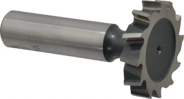 Interstate - 1-1/4" Diam x 1/4" Face Width, Cobalt, 14 Teeth, Shank Connection Woodruff Keyseat Cutter - Uncoated, 2-1/4" OAL x 1/2" Shank, Staggered Teeth, ANSI 810, Old Standard 21 - A1 Tooling