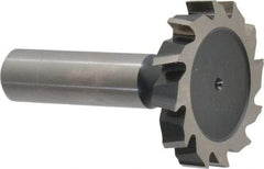 Interstate - 1-1/2" Diam x 1/4" Face Width, Cobalt, 16 Teeth, Shank Connection Woodruff Keyseat Cutter - Uncoated, 2-1/4" OAL x 1/2" Shank, Staggered Teeth, ANSI 812, Old Standard 24 - A1 Tooling