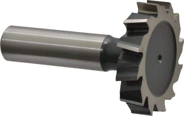 Interstate - 1-1/2" Diam x 5/16" Face Width, Cobalt, 16 Teeth, Shank Connection Woodruff Keyseat Cutter - Uncoated, 2-5/16" OAL x 1/2" Shank, Staggered Teeth, ANSI 1012, Old Standard 25 - A1 Tooling