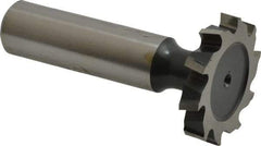 Interstate - 1-1/8" Diam x 3/16" Face Width, High Speed Steel, 12 Teeth, Shank Connection Woodruff Keyseat Cutter - Uncoated, 2-3/16" OAL x 1/2" Shank, Staggered Teeth, ANSI 609, Old Standard 16 - A1 Tooling