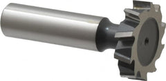 Interstate - 1-1/8" Diam x 1/4" Face Width, High Speed Steel, 12 Teeth, Shank Connection Woodruff Keyseat Cutter - Uncoated, 2-1/4" OAL x 1/2" Shank, Staggered Teeth, ANSI 809, Old Standard 18 - A1 Tooling