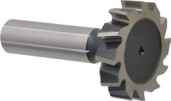 Interstate - 1-3/8" Diam x 5/16" Face Width, High Speed Steel, 14 Teeth, Shank Connection Woodruff Keyseat Cutter - Uncoated, 2-5/16" OAL x 1/2" Shank, Staggered Teeth, ANSI 1011, Old Standard 23 - A1 Tooling