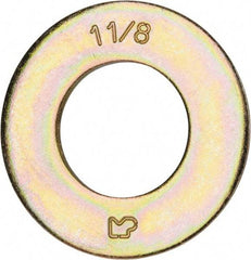 Made in USA - 1-1/8" Screw, Grade 8 Alloy Steel SAE Flat Washer - 1-3/16" ID x 2-1/4" OD, 0.16" Thick, Zinc Yellow Dichromate Finish - A1 Tooling