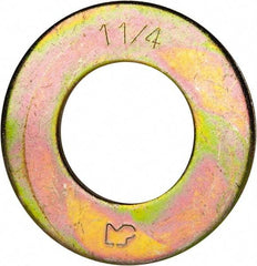 Made in USA - 1-1/4" Screw, Grade 8 Alloy Steel SAE Flat Washer - 1-3/8" ID x 2-1/2" OD, 0.16" Thick, Zinc Yellow Dichromate Finish - A1 Tooling