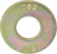 Made in USA - 1/2" Screw, Grade 8 Alloy Steel USS Flat Washer - 0.557" ID x 1.405" OD, 0.132" Thick, Zinc Yellow Dichromate Finish - A1 Tooling