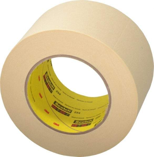 3M - 3" Wide x 60 Yd Long Tan Paper Masking Tape - Series 234, 5.9 mil Thick, 27 In/Lb Tensile Strength - A1 Tooling