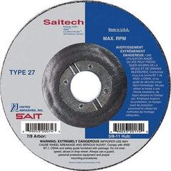 Sait - 5" Wheel Diam, 3/32" Wheel Thickness, 7/8" Arbor Hole, Type 27 Depressed Center Wheel - Ceramic, Resinoid Bond, 12,200 Max RPM, Compatible with Angle Grinder - A1 Tooling