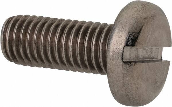 Value Collection - M10x1.50 Metric Coarse, 25mm Length Under Head Slotted Drive Machine Screw - Pan Head, Grade 316 & A4 Stainless Steel, Uncoated, Without Washer - A1 Tooling