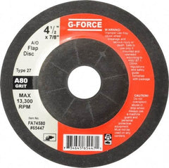 Value Collection - 80 Grit, 4-1/2" Wheel Diam, 1/8" Wheel Thickness, 7/8" Arbor Hole, Type 27 Depressed Center Wheel - Aluminum Oxide, 13,300 Max RPM - A1 Tooling