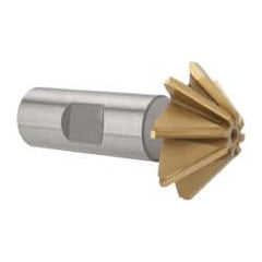 Whitney Tool Co. - 1-1/2" Diam x 1/2" Width of Cut, 45° Included Angle, Shank Connection, Carbide Tipped Single Angle Cutter - 3/4" Shank Diam, 2-3/4" Overall Length, Right Hand Cut, TiN Coated - A1 Tooling