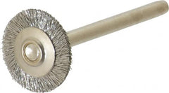 Anderson - 5/8" OD, 1/8" Shank Diam, Crimped Stainless Steel Wheel Brush - 0.005" Filament Diam, 25,000 RPM - A1 Tooling