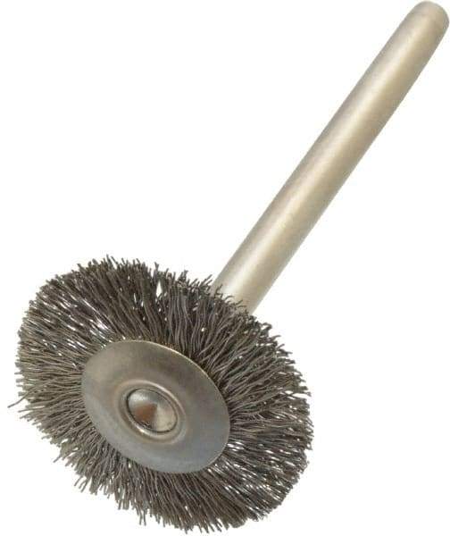 Anderson - 3/4" OD, 1/8" Shank Diam, Crimped Stainless Steel Wheel Brush - 0.005" Filament Diam, 25,000 RPM - A1 Tooling