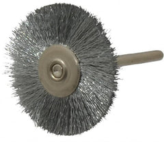 Anderson - 1-1/4" OD, 1/8" Shank Diam, Crimped Steel Wheel Brush - 0.005" Filament Diam, 25,000 RPM - A1 Tooling