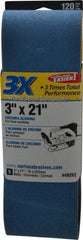 Norton - 3" Wide x 21" OAL, 120 Grit, Zirconia Alumina Abrasive Belt - Zirconia Alumina, Fine, Coated, Y Weighted Cloth Backing, Series 3X - A1 Tooling