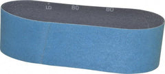 Norton - 3" Wide x 24" OAL, 80 Grit, Zirconia Alumina Abrasive Belt - Zirconia Alumina, Medium, Coated, Y Weighted Cloth Backing, Series 3X - A1 Tooling