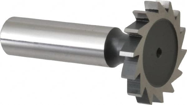 Interstate - 1-1/4" Diam x 3/16" Face Width, Cobalt, 14 Teeth, Shank Connection Woodruff Keyseat Cutter - Uncoated, 2-3/16" OAL x 1/2" Shank, Straight Teeth, ANSI 610, Old Standard 19 - A1 Tooling