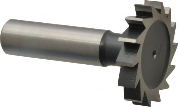 Interstate - 1-3/8" Diam x 1/4" Face Width, Cobalt, 14 Teeth, Shank Connection Woodruff Keyseat Cutter - Uncoated, 2-1/4" OAL x 1/2" Shank, Straight Teeth, ANSI 811, Old Standard 22 - A1 Tooling