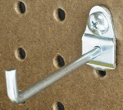 Triton - 3/16" Diam, 1-1/8" Long Straight Arm Pegboard Hook - 1-1/2" Projection, 90° Bend, 1/2" Bend Length, Steel - A1 Tooling