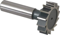 Interstate - 1-3/8" Diam x 3/8" Face Width, High Speed Steel, 14 Teeth, Shank Connection Woodruff Keyseat Cutter - Uncoated, 2-3/8" OAL x 1/2" Shank, Straight Teeth, ANSI 1211, Old Standard F - A1 Tooling