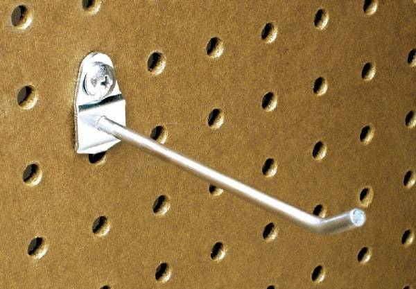 Triton - 3/16" Diam, 4" Long Single Angled End Pegboard Hook - 4-5/8" Projection, 30° Bend, 1/2" Bend Length, Steel - A1 Tooling