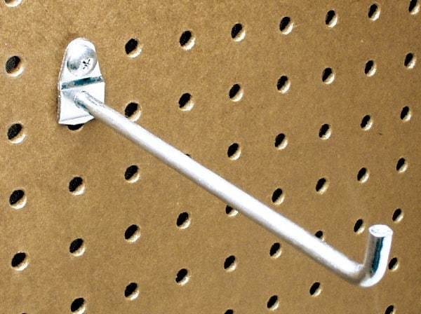 Triton - 1/4" Diam, 6" Long Single Angled End Pegboard Hook - 6-3/8" Projection, 90° Bend, 1/2" Bend Length, Steel - A1 Tooling