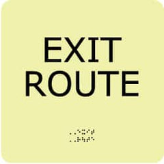 NMC - Exit Route, Plastic Exit Sign - 8" Wide x 8" High, English/Braille, Glow-in-the-Dark - A1 Tooling