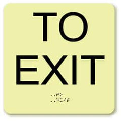 NMC - To Exit, Plastic Exit Sign - 8" Wide x 8" High, English/Braille, Glow-in-the-Dark - A1 Tooling