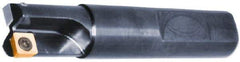 Cutting Tool Technologies - 1/2" Cut Diam, 0.22" Max Depth of Cut, 1/2" Shank Diam, 2.62" OAL, Indexable Square Shoulder End Mill - SPEH 222 Inserts, Weldon Shank, 90° Lead Angle, Through Coolant - A1 Tooling