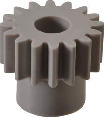 Made in USA - 20 Pitch, 0.8" Pitch Diam, 0.9" OD, 16 Tooth Spur Gear - 3/8" Face Width, 5/16" Bore Diam, 39/64" Hub Diam, 20° Pressure Angle, Acetal - A1 Tooling