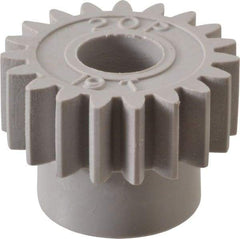 Made in USA - 20 Pitch, 0.95" Pitch Diam, 1.05" OD, 19 Tooth Spur Gear - 3/8" Face Width, 3/8" Bore Diam, 47/64" Hub Diam, 20° Pressure Angle, Acetal - A1 Tooling