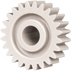 Made in USA - 20 Pitch, 1.2" Pitch Diam, 1.3" OD, 24 Tooth Spur Gear - 3/8" Face Width, 3/8" Bore Diam, 47/64" Hub Diam, 20° Pressure Angle, Acetal - A1 Tooling