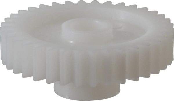 Made in USA - 20 Pitch, 1.8" Pitch Diam, 1.9" OD, 36 Tooth Spur Gear - 3/8" Face Width, 3/8" Bore Diam, 47/64" Hub Diam, 20° Pressure Angle, Acetal - A1 Tooling