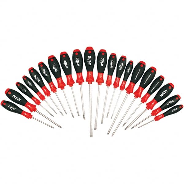 Wiha - 20 Piece Slotted, Phillips, Torx, Square & Pozidriv Screwdriver Set - Bit Sizes: Philips #0, #1 & #2, Posidriv Point #1 & #2, Torx T-6, T-8, T-10, T-15, T-20, T-25 & T-30, Comes in Box - A1 Tooling