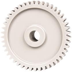 Made in USA - 20 Pitch, 2-1/4" Pitch Diam, 2.35" OD, 45 Tooth Spur Gear - 3/8" Face Width, 3/8" Bore Diam, 47/64" Hub Diam, 20° Pressure Angle, Acetal - A1 Tooling