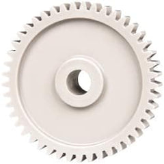 Made in USA - 20 Pitch, 2-1/4" Pitch Diam, 2.35" OD, 45 Tooth Spur Gear - 3/8" Face Width, 3/8" Bore Diam, 47/64" Hub Diam, 20° Pressure Angle, Acetal - A1 Tooling