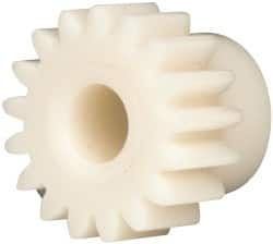 Made in USA - 24 Pitch, 0.709" Pitch Diam, 0.791" OD, 17 Tooth Spur Gear - 1/4" Face Width, 3/16" Bore Diam, 35/64" Hub Diam, 20° Pressure Angle, Acetal - A1 Tooling