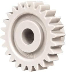 Made in USA - 24 Pitch, 1" Pitch Diam, 1.083" OD, 24 Tooth Spur Gear - 1/4" Face Width, 1/4" Bore Diam, 5/8" Hub Diam, 20° Pressure Angle, Acetal - A1 Tooling