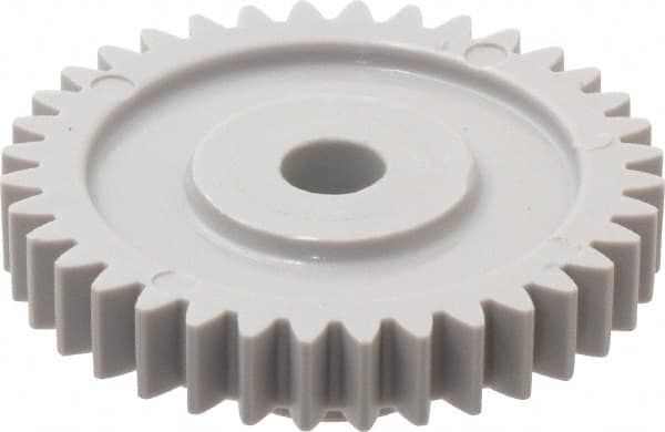 Made in USA - 24 Pitch, 1-1/2" Pitch Diam, 1.583" OD, 36 Tooth Spur Gear - 1/4" Face Width, 1/4" Bore Diam, 5/8" Hub Diam, 20° Pressure Angle, Acetal - A1 Tooling