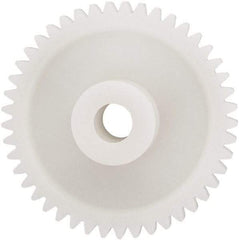 Made in USA - 24 Pitch, 1-7/8" Pitch Diam, 1.958" OD, 45 Tooth Spur Gear - 1/4" Face Width, 5/16" Bore Diam, 43/64" Hub Diam, 20° Pressure Angle, Acetal - A1 Tooling