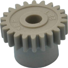 Made in USA - 32 Pitch, 11/16" Pitch Diam, 3/4" OD, 22 Tooth Spur Gear - 3/16" Face Width, 3/16" Bore Diam, 1/2" Hub Diam, 20° Pressure Angle, Acetal - A1 Tooling