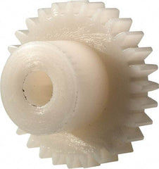 Made in USA - 32 Pitch, 7/8" Pitch Diam, 15/16" OD, 28 Tooth Spur Gear - 3/16" Face Width, 3/16" Bore Diam, 1/2" Hub Diam, 20° Pressure Angle, Acetal - A1 Tooling