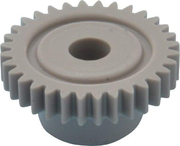 Made in USA - 32 Pitch, 1" Pitch Diam, 1-1/16" OD, 32 Tooth Spur Gear - 3/16" Face Width, 1/4" Bore Diam, 5/8" Hub Diam, 20° Pressure Angle, Acetal - A1 Tooling