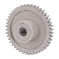 Made in USA - 32 Pitch, 1-3/8" Pitch Diam, 1-7/16" OD, 44 Tooth Spur Gear - 3/16" Face Width, 1/4" Bore Diam, 39/64" Hub Diam, 20° Pressure Angle, Acetal - A1 Tooling