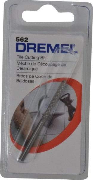 Dremel - 1/8" Diam, High Speed Steel Diamond Pattern Router Bit - Right Hand Cut, 61mm Overall Length, 1/8" Shank Diam, Use on Cement Board, Ceramic Wall Tile, Plaster - A1 Tooling