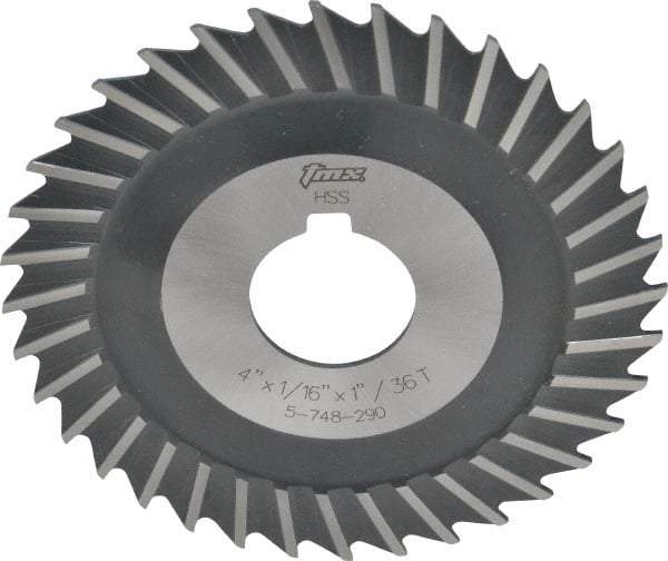 Value Collection - 4" Blade Diam x 1/16" Blade Thickness, 1" Hole, 36 Teeth, High Speed Steel Side Chip Saw - Straight Tooth, Arbor Connection, Uncoated - A1 Tooling