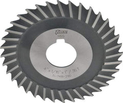 Value Collection - 4" Blade Diam x 1/16" Blade Thickness, 1" Hole, 36 Teeth, High Speed Steel Side Chip Saw - Straight Tooth, Arbor Connection, Uncoated - A1 Tooling