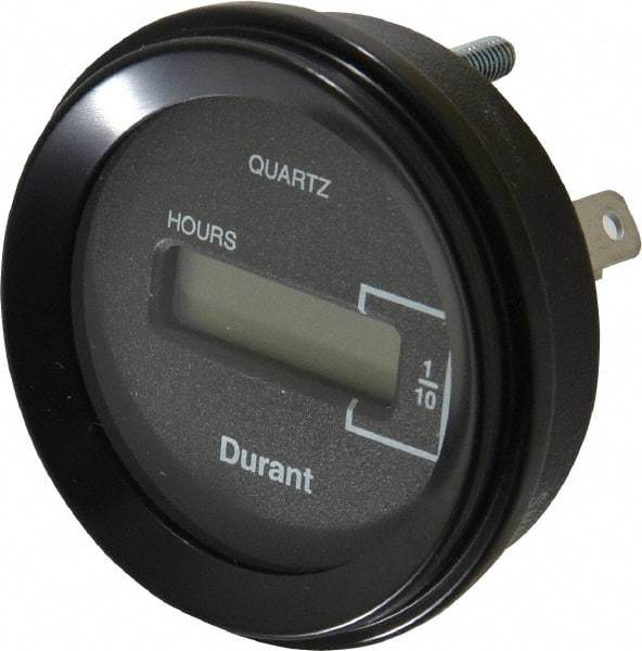 Durant - Supertwist LCD Display Hour Meter - 58.4mm High, 12VDC-60VAC Voltage, Solid State Hourmeter Round - A1 Tooling