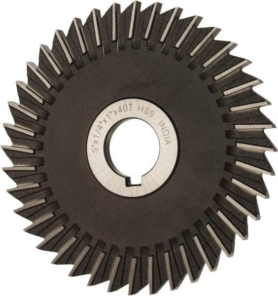 Value Collection - 5" Blade Diam x 1/4" Blade Thickness, 1" Hole, 40 Teeth, High Speed Steel Side Chip Saw - Straight Tooth, Arbor Connection, Uncoated - A1 Tooling