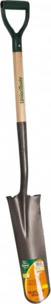 UnionTools - 16" High x 6" Wide Tapered Steel Spade - 27" Long Wood D-Grip Handle, Front Turned - A1 Tooling